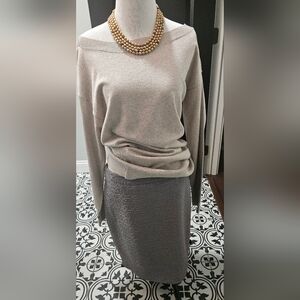 NWT WHITE HOUSE BLACK MARKET Stunning Light Gold Shimmer Knit Sweater